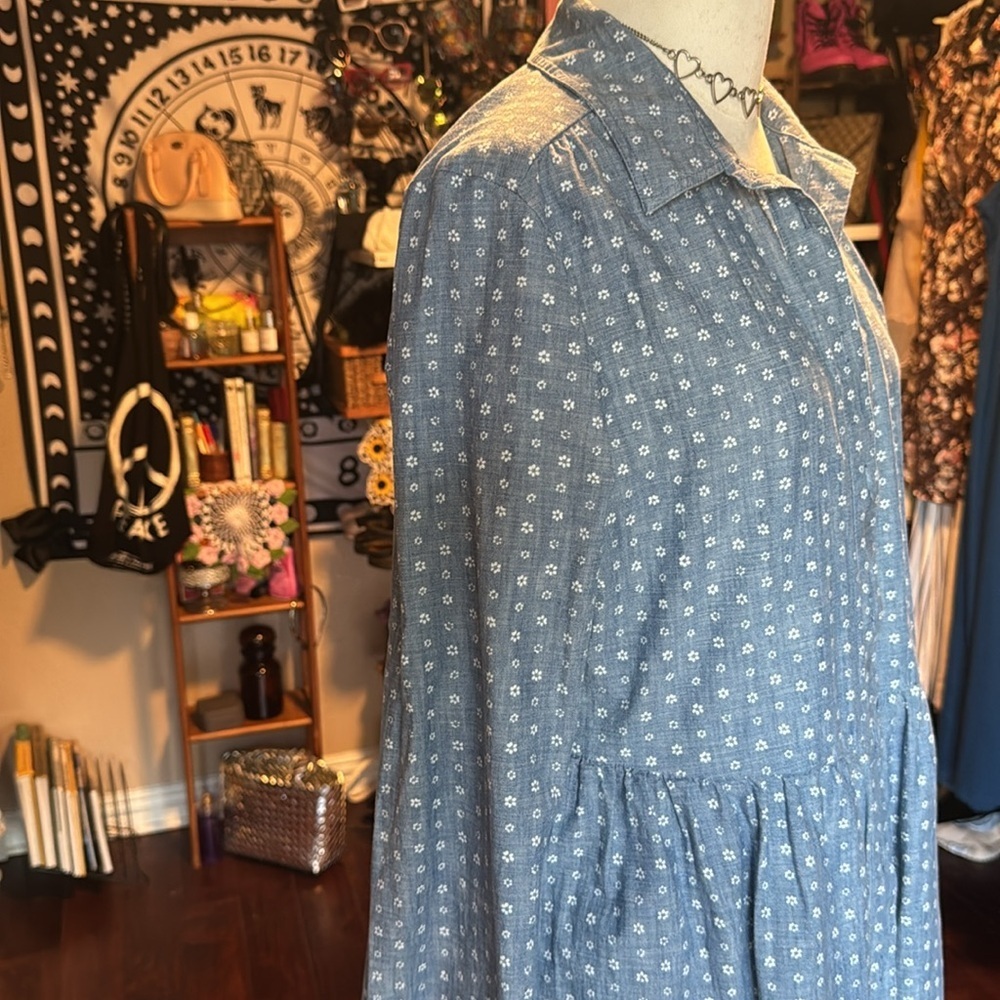 J. Crew Light Blue Polka Dot Button-Front Mini Dress - Picture 8 of 14